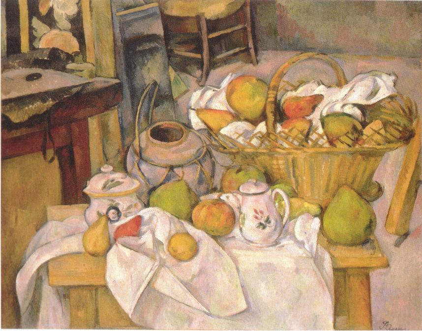 台所のテーブル（篭のある生物）ポール・セザンヌ　1888-1890年