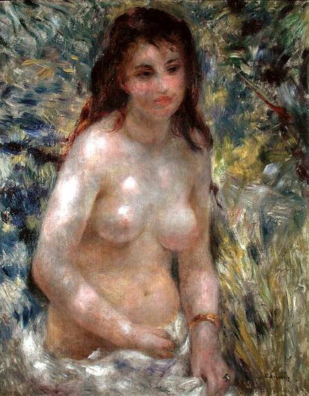 陽光のなかの裸婦（エチュード、トルソ、光の効果）ルノワール1876年
