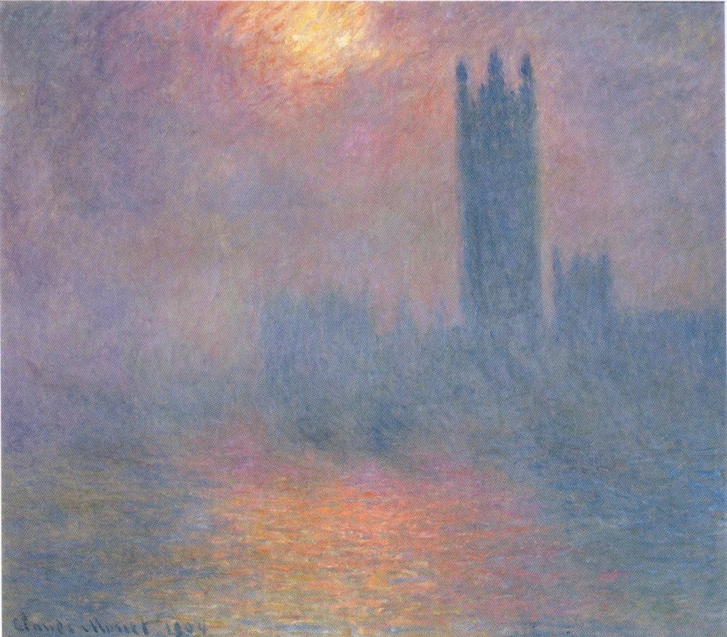 クロード・モネ　ロンドン国会議事堂、霧の中に差す陽光