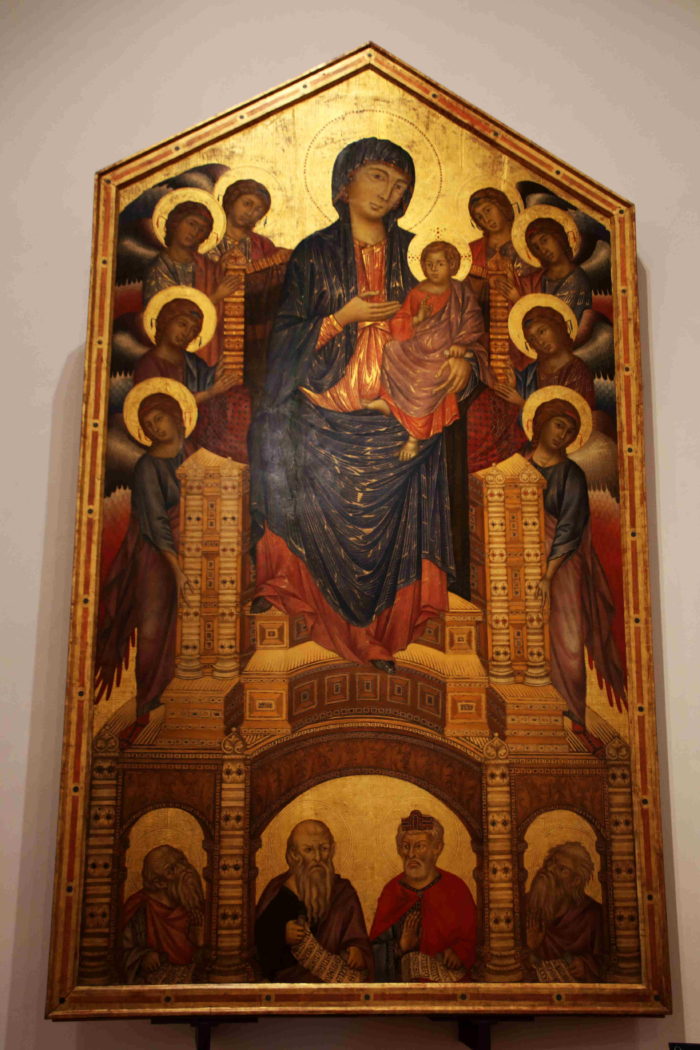 Cimabue "Santa Triani Maesto" 聖母子と天使と預言者　1290-1300年