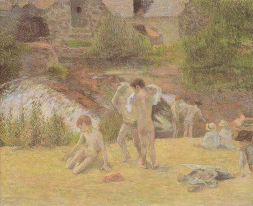 ポール・ゴーギャン　愛の森の水車小屋の水浴　1886